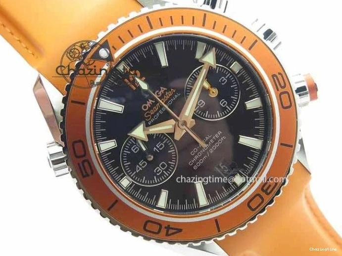 0513 Planet Ocean Master Chrono 45mm SS OM 1:1 Best Edition Black Dial On Orange Rubber Strap A Attractive 8170